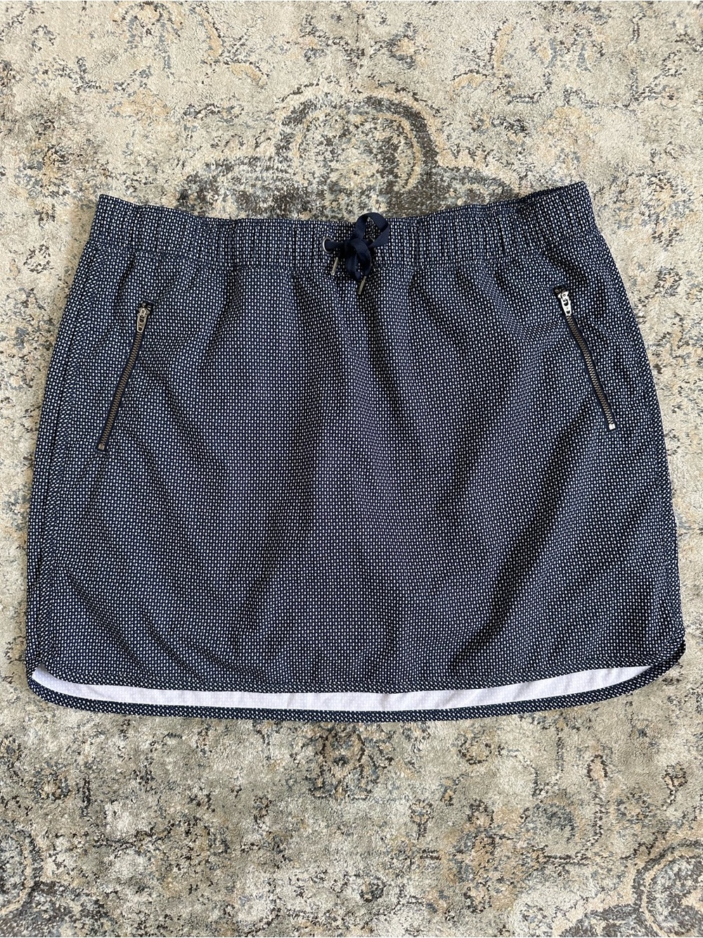 Athleta Navy Microdot Drawstring Skort